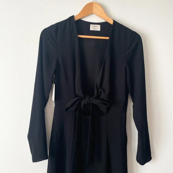 Aritzia Wilfred Aubagne Wrap Tie Front Midi Longsleeve Dress NWT Black Size 6 - Picture 4 of 8